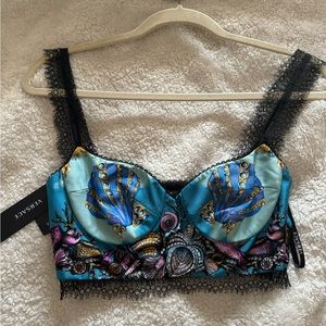 VERSACE A78760 Trésor de la Mer Crop Bustier Bralette Top Silk Lace size 36